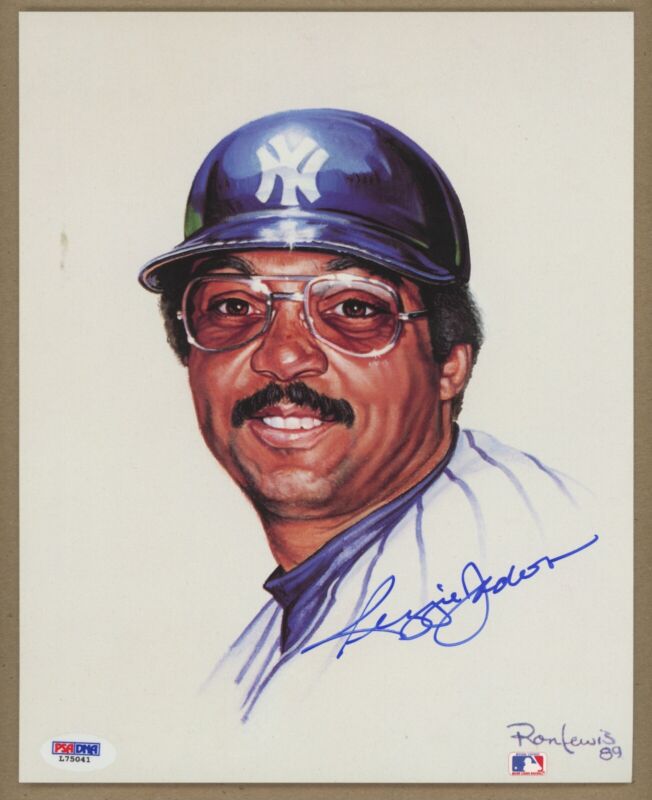 Reggie Jackson Signed 1989 Living Legends Ron Lewis 8x10 Auto with PSA Cert