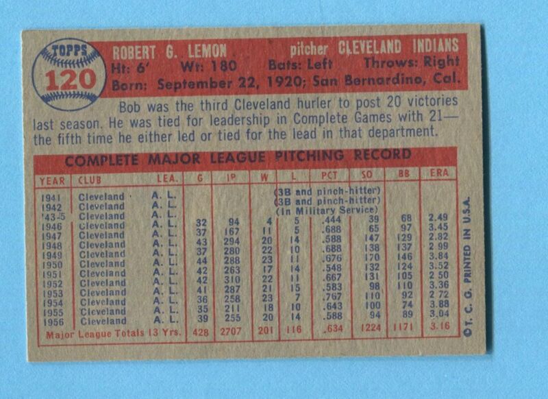 1957 Topps #120 Bob Lemon Ex o/c