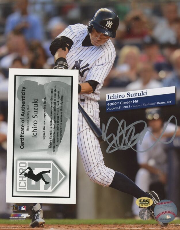 Ichiro NY Yankees Signed 8x10 Photo with CAS Hologram and Ichiro 51 cert