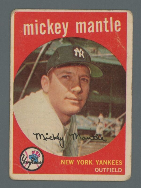 1959 Topps Card #10 Mickey Mantle - Low Grade