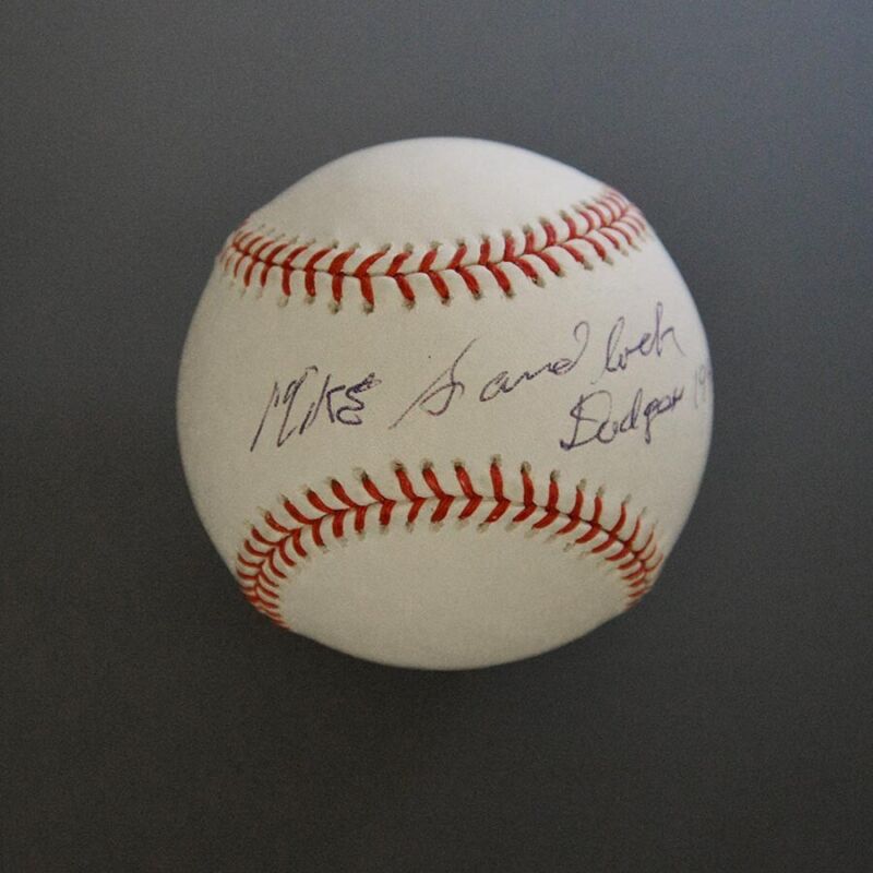 Mike Sandlock 45-46 Dodger Signed Inscribed MLB Selig Baseball Auto B&E Hologram