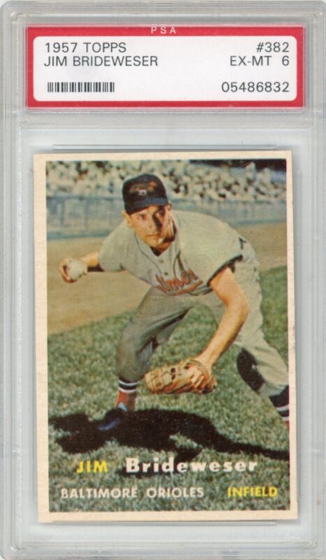 1957 Topps Jim Brideweser #382 PSA 6 EX-MT