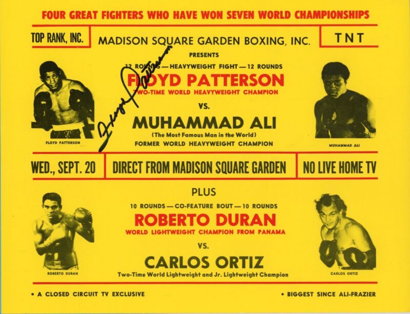 Floyd Patterson Signed vs. Muhammad Ali 8.5”x11” Poster Print Auto with JSA Cert