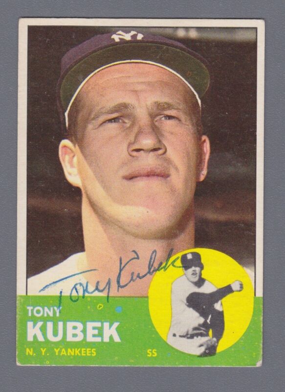 Tony Kubek Signed 1963 Topps Card #20 Auto with B&E Hologram