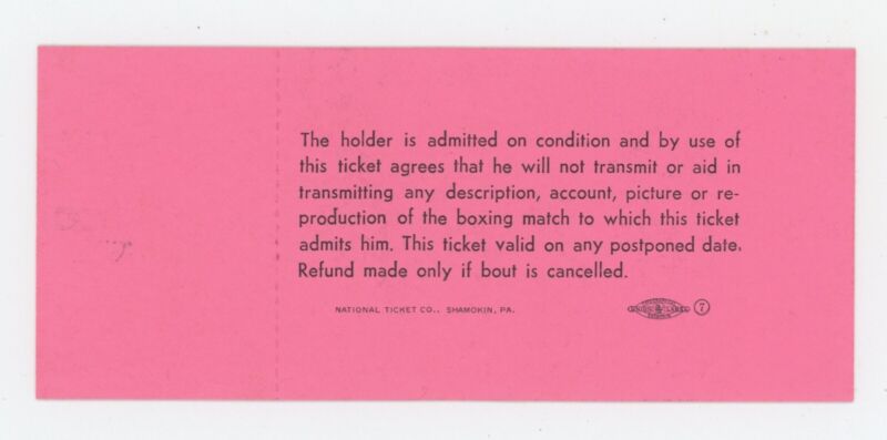 Muhammad Ali vs. Sonny Liston Full Ticket May 25, 1965 Arena Sec 6 $50