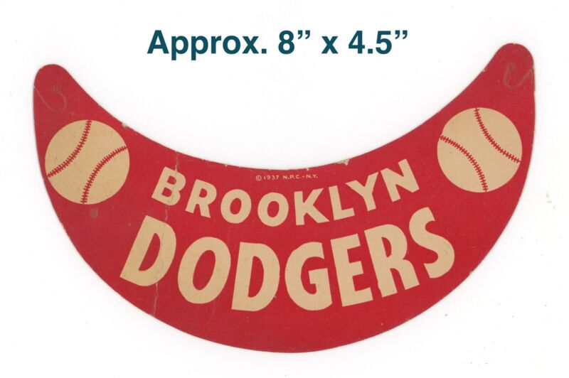 1937 Brooklyn Dodgers Souvenir 8" Hat Bill "N.P.C.- NY"