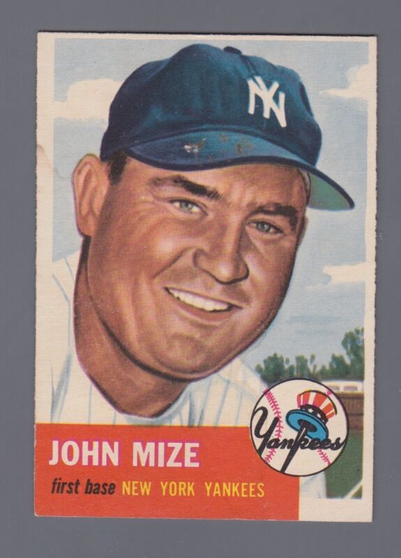 Johnny Mize 1953 Topps Card #77 VG marks on hat