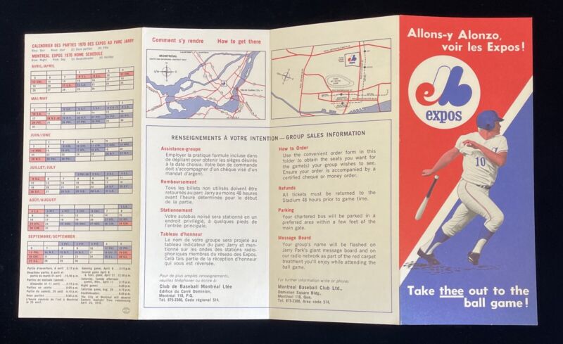 1970 Montreal Expos Foldout Schedule - Rusty Staub on the Cover