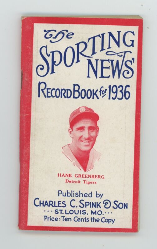 1936 The Sporting News Record Book Hank Greenberg Cover