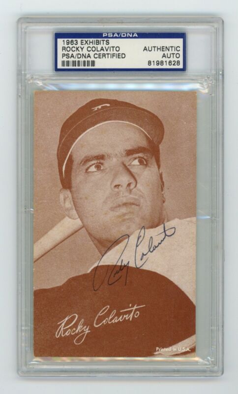 Rocky Colavito Signed 1963 Exhibit Auto with PSA/DNA Certification