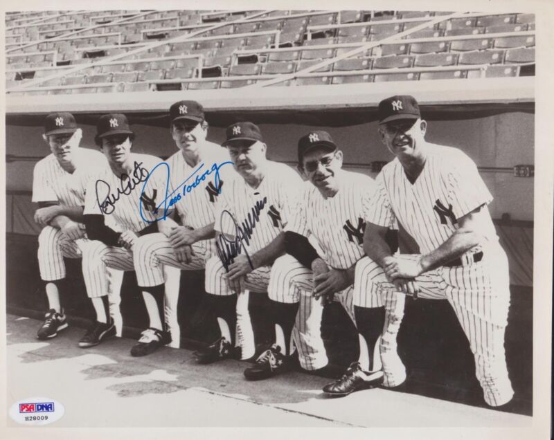 3 Yankees Signed Group 8x10 B&W Photo PSA/DNA with Zimmer, White, Torborg