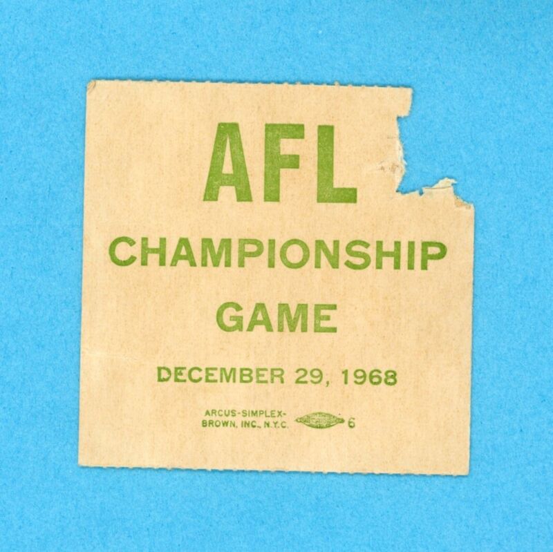 Dec. 29, 1968 AFL Championship Ticket Stub New York Jets vs. Oakland Raiders