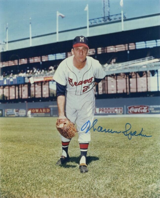 Warren Spahn Braves HOFer Signed 8X10 Auto Photo with B&E Hologram