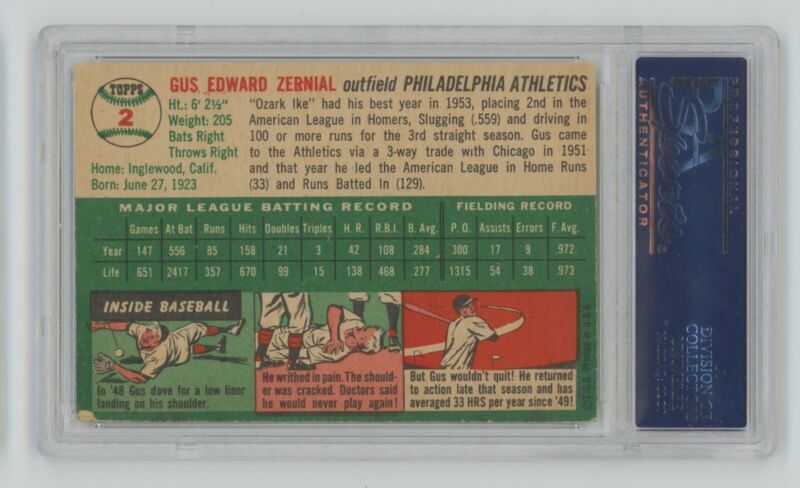 1954 Topps Gus Zernial #2 • PSA 4 VG-EX