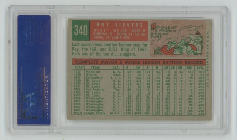 1959 Topps Roy Sievers #340 PSA 7 NM