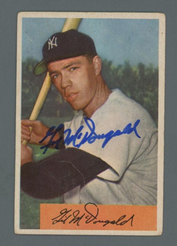 1954 Bowman Gil McDougald Signed Card #97 Auto with B&E Hologram