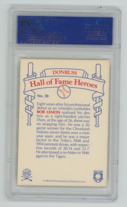 Bob Lemon Signed 1983 Donruss HOF Heroes Auto Card PSA/DNA Slabbed