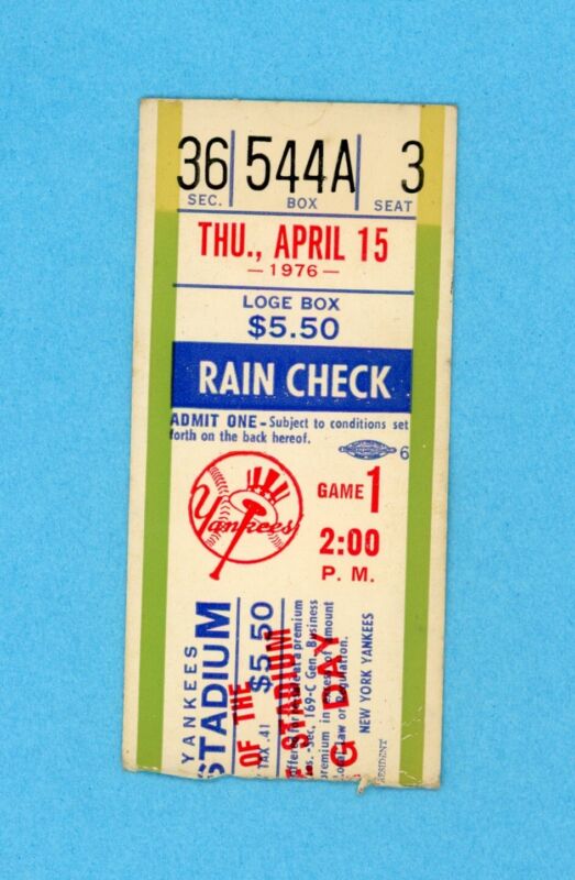 April 15, 1976 Ticket Stub The Opening of the New Yankee Stadium