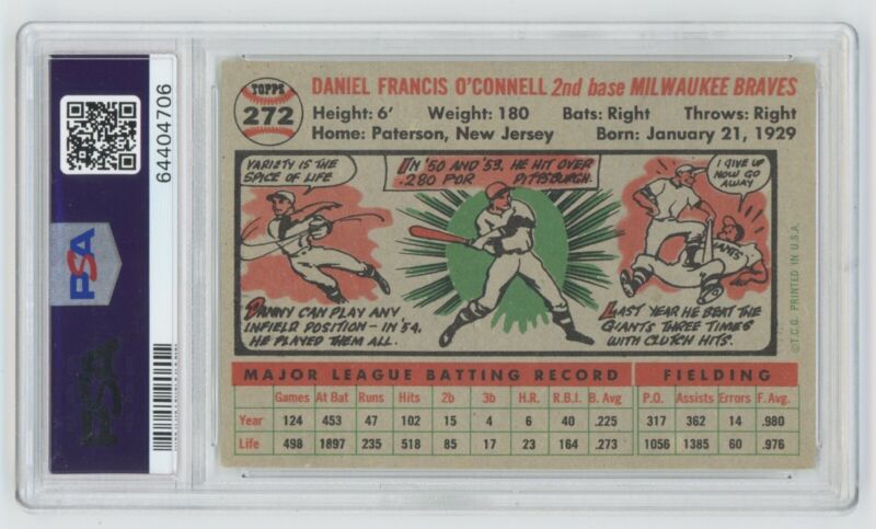 1956 Topps Danny O'Connell #272 PSA 4 VG-EX