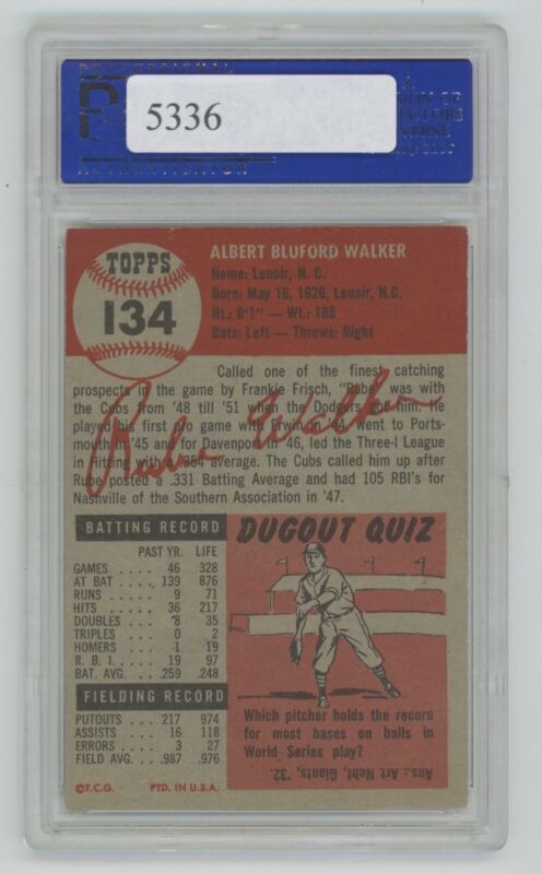 1953 Topps Rube Walker Brooklyn Dodgers #134 • PSA 6 EX-MT