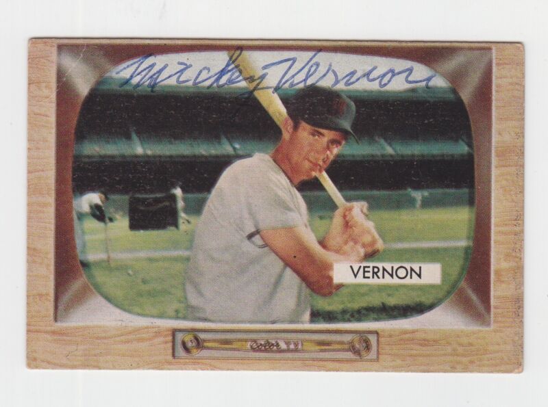 Mickey Vernon Signed 55 Bowman Card #46 with B&E Hologram