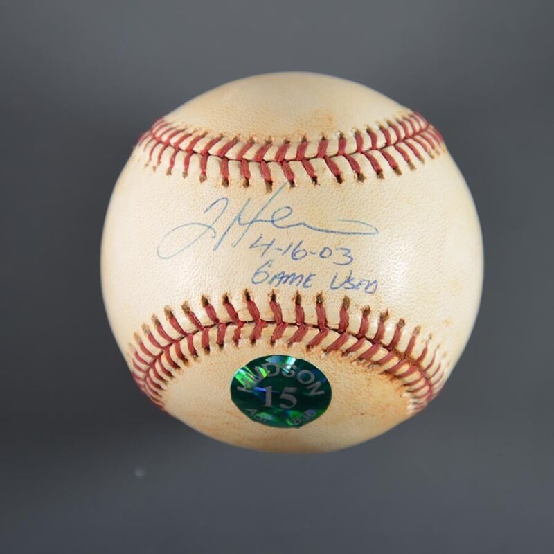 Tim Hudson Signed 2003 Game Used Official MLB Baseball Auto with Hudson Hologram