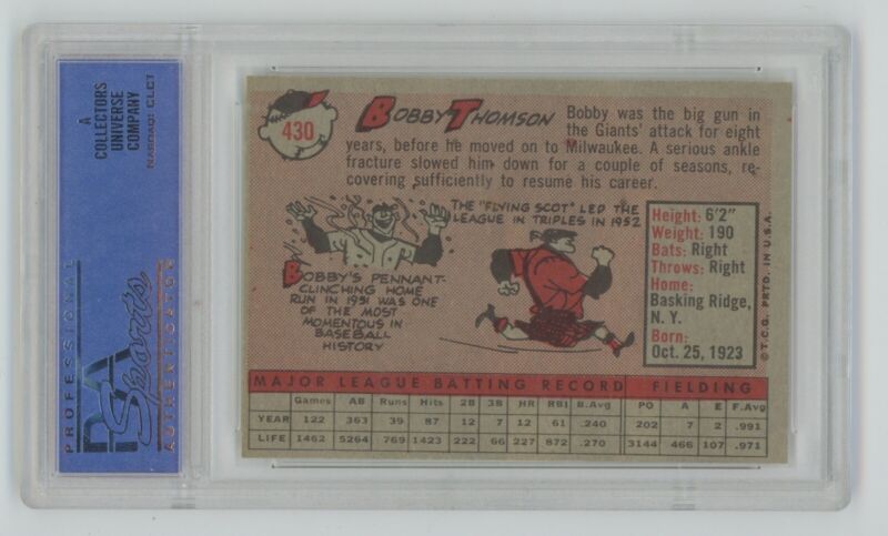 1958 Topps Bobby Thomson #430 • PSA 7 NM