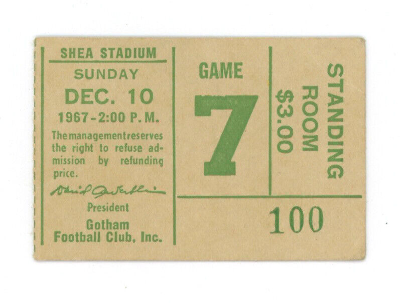 12/10/67 • Kansas City Chiefs vs New York Jets AFL Ticket Stub