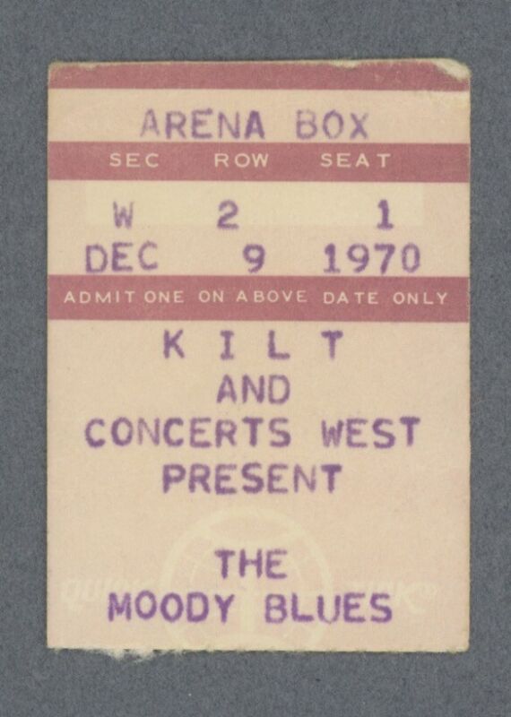 12/9/70 • Moody Blues • Sam Houston Coliseum • Houston TX Concert Ticket Stub