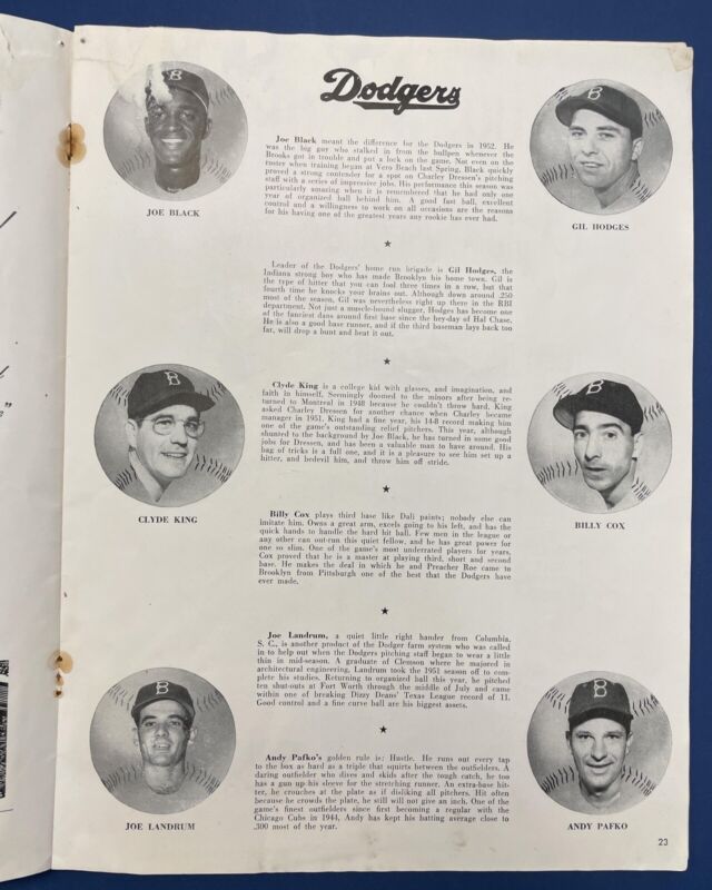 1952 World Series Program Brooklyn Dodgers at New York Yankees Unscored