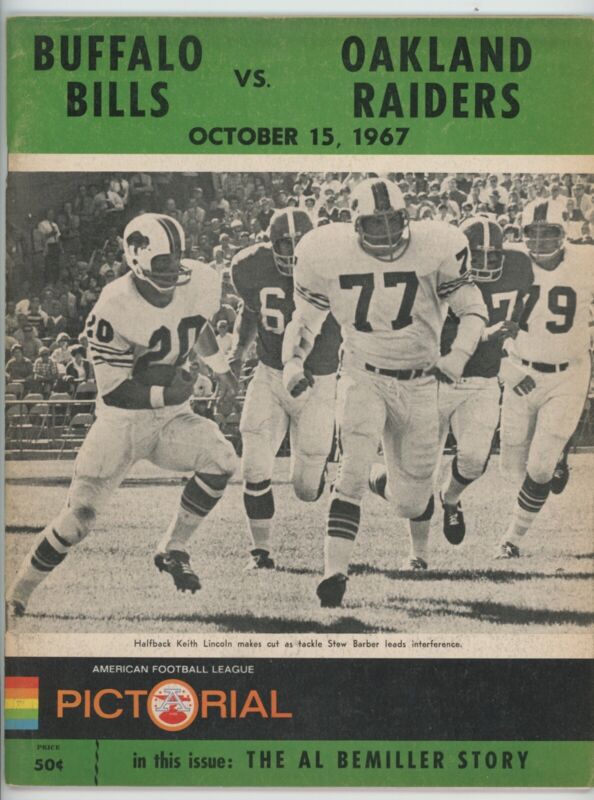10/15/67 Buffalo Bills vs. Oakland Raiders Program with Ticket Stub