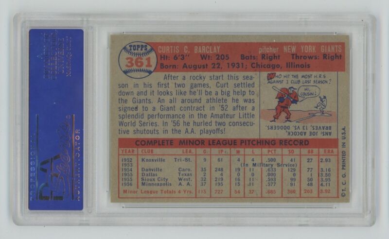 1957 Topps Curt Barclay #361 • PSA 7 NM