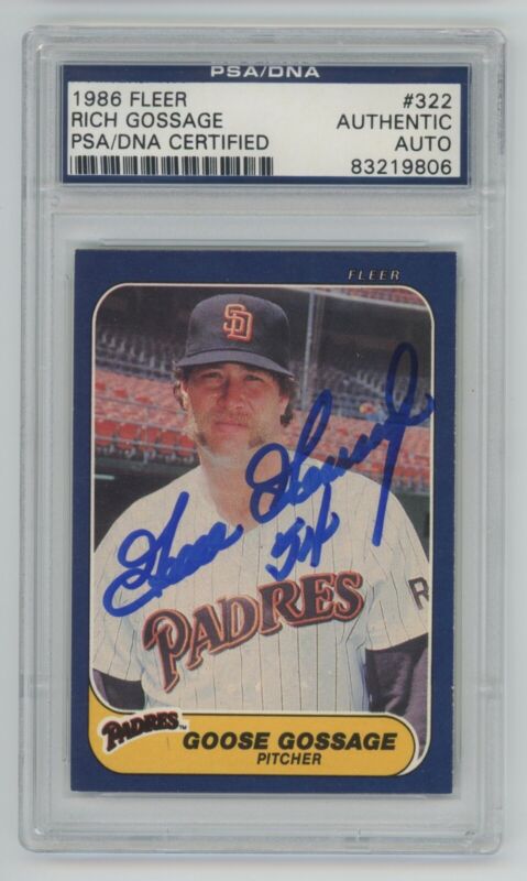 Rich Goose Gossage Signed 1986 Fleer #322 Auto Card PSA/DNA Slabbed