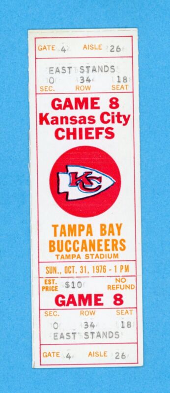 10/31/76 Kansas City Chiefs at Tampa Bay Buccaneers  Full Ticket