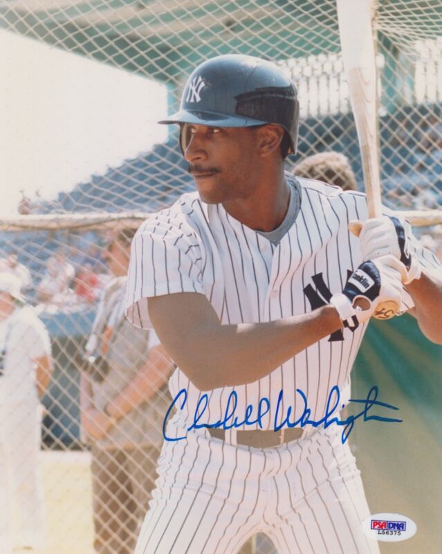 Claudell Washington NY Yankees Signed 8x10 Color Photo Auto with PSA/DNA Cert