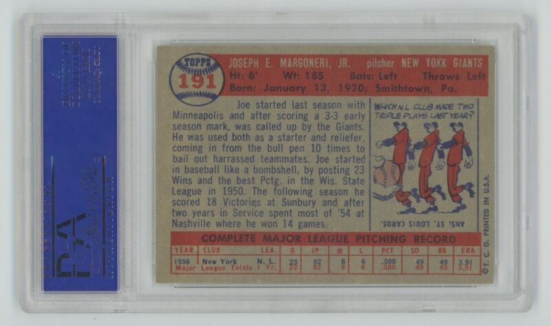 1957 Topps Joe Margoneri #191 • PSA 7 NM