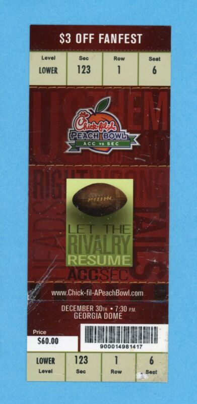 Dec 30, 2005 The Chick-fil-A Peach Bowl Game LSU vs Miami VG Full Ticket