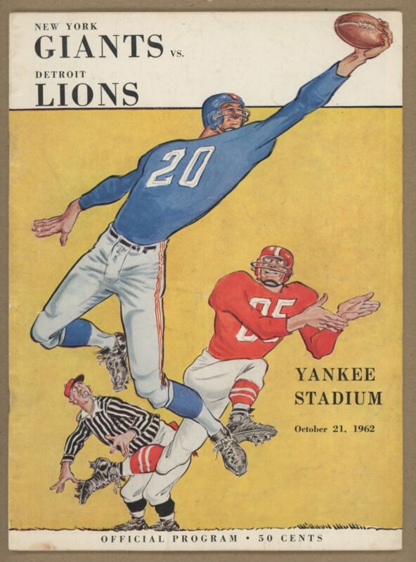 Oct 21 1962 NY Giants vs Detroit Lions Official Game Program at Yankee Stadium
