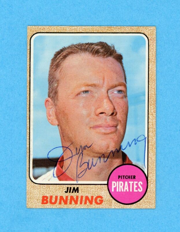 1968 Topps Jim Bunning Signed Card #215 Auto with B&E Hologram • Nice EX