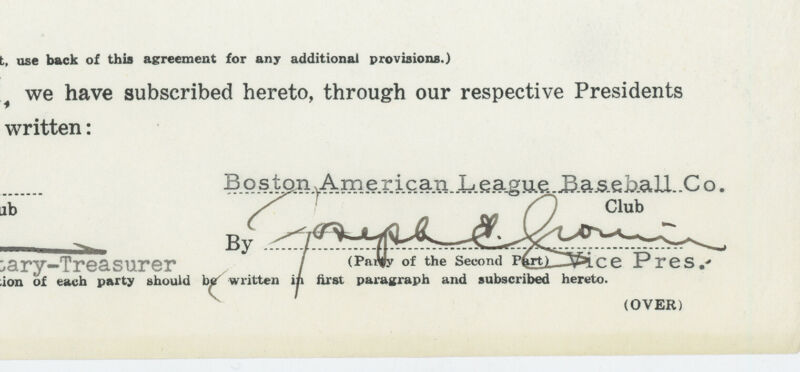 1953 Allen Richter Boston Red Sox Trade Contract Signed by HOFer Joe Cronin