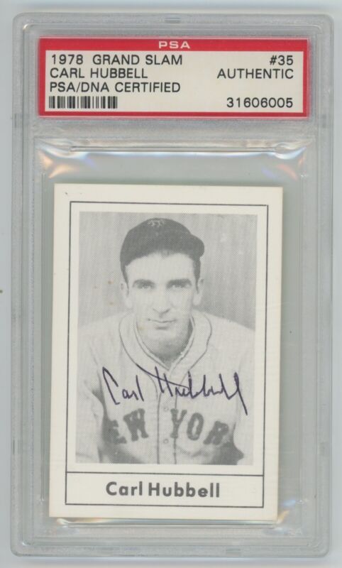 Carl Hubbell Signed 1978 Grand Slam Auto Card PSA/DNA Slabbed