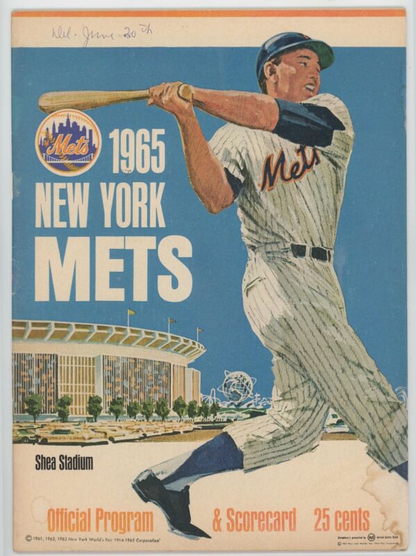 1965 NY Mets vs Cincinnati Reds Shea Stadium Game Program Unscored