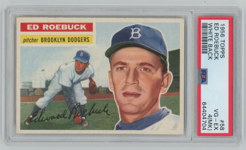 1956 Topps Ed Roebuck White Back #58 PSA 4 VG-EX (MK)