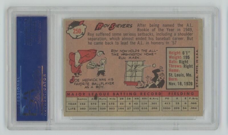 1958 Topps Roy Sievers #250 PSA 6 EX-MT