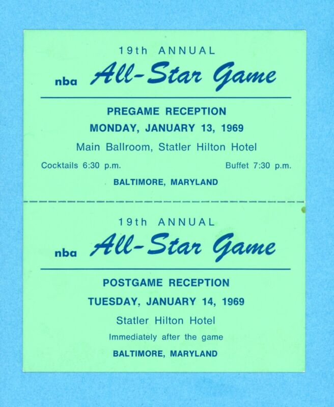 Jan 13, 1969 • NBA All-Star Game • Pre & Post Game Reception • Full Tickets