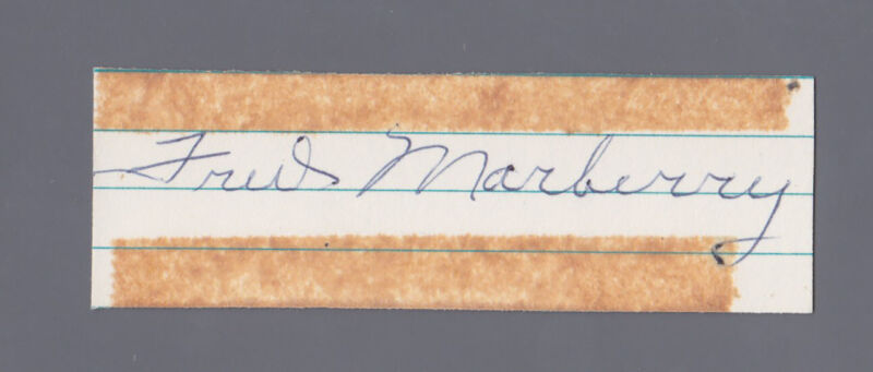 Fred Marberry Signed Paper with Tape Auto with B&E Hologram He’s in 1933 Goudey