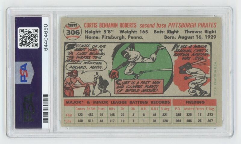 1956 Topps Curt Roberts #306 PSA 4 VG-EX