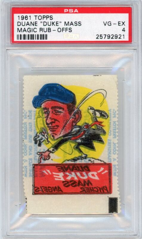 1961 Topps Duane “Duke” Mass  Magic Rub-Offs PSA 4 VG-EX