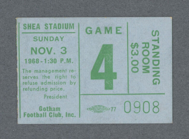 11/3/68 • Buffalo Bills vs New York Jets AFL Ticket Stub