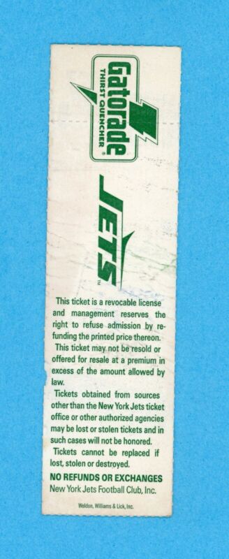 12/16/90 Indianapolis Colts at New York Jets Full Ticket